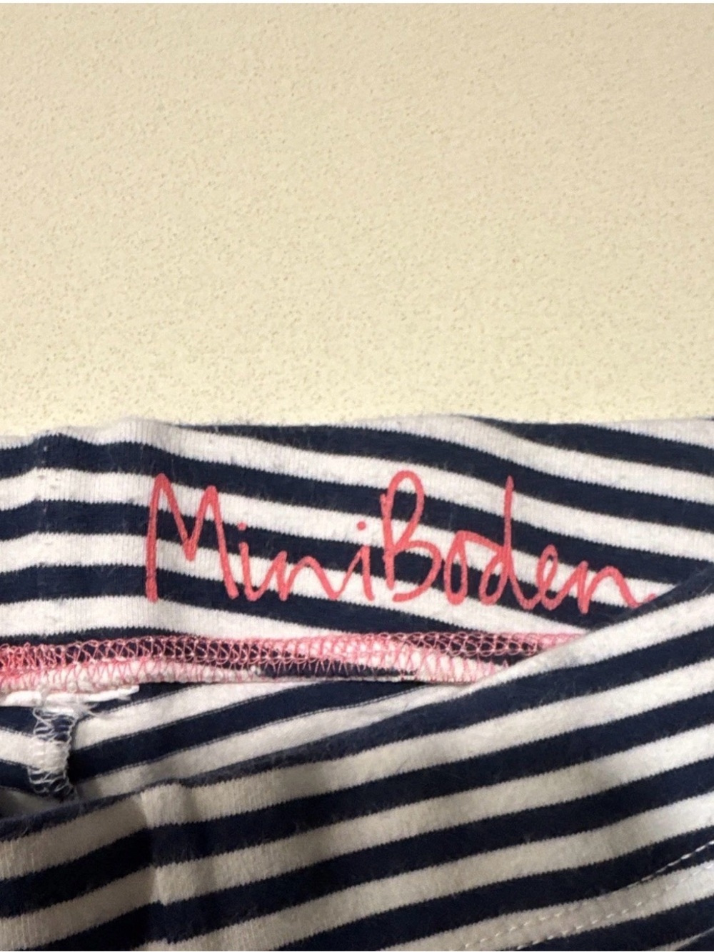 Mini Boden Girls 7-8Y Blue White Striped Flower Applique Ankle Leggings Stretch - Picture 4 of 7